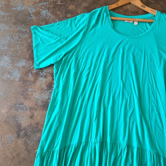 LOGO Lori Goldstein Elbow Sleeve Dress Plus Size 5XP New Cozumel Green Rayon - Picture 4 of 10